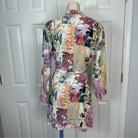 ZARA mini dress BELTED FLORAL button up dress or tunic top simply CHIC BOHO M - Picture 6 of 15